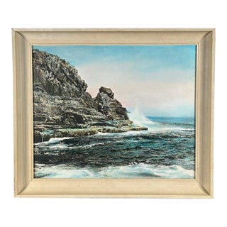 Charles Henry Sawyer Signed Lacquered Hand Colored Photograph Bald Head Cliff Maine For Sale