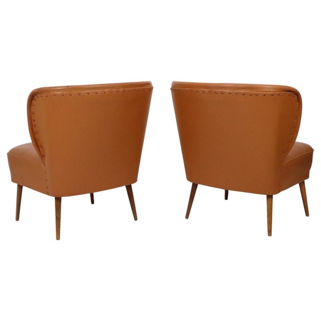 Vintage Expo 58 Cocktail Chairs in Cognac Faux Leather, 1960s, Set of 2 For Sale - Image 10 of 18