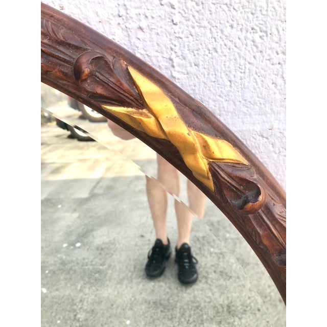 Wood Large Round Harrison & Gil Dauphine Beveled Mirror For Sale - Image 7 of 10