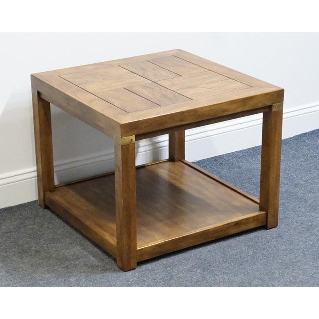 Rustic European Drexel Heritage Woodbriar Collection Pecan Rustic European 26" Square Accent End Table 988-310 For Sale - Image 3 of 12