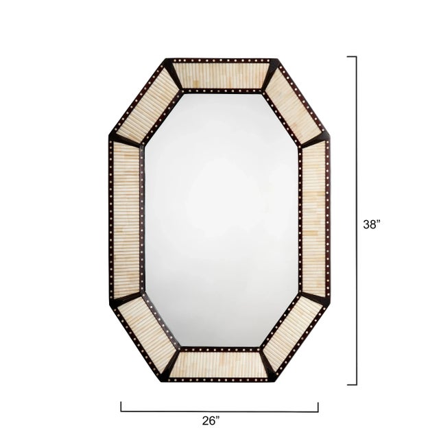 Transitional Jamie Young Colony Wood and Bone Inlay Mirror For Sale - Image 3 of 6