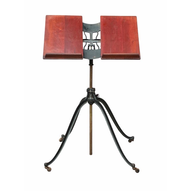 Antique Victorian Cast Iron & Cherry Dictionary Stand Rm Lambie New York For Sale - Image 4 of 11
