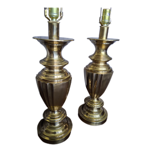 Mid Century Stiffel Brass Table Lamps - A Pair