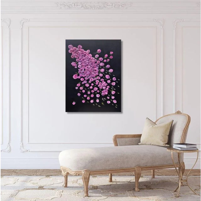 'Midnight Roses' Acrylic and plaster paste on canvas 71x91 cm First the canvas is primed with gesso, and several layers of...