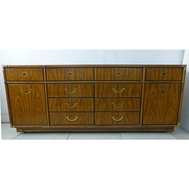 Vintage Drexel Accolade Campaign 10 Drawer Inset Brass Hardware