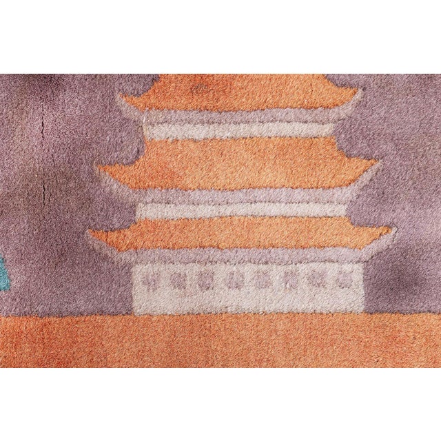 1940s Doris Leslie Blau Vintage Chinese Abstract Pale Sand Hand-Knotted Wool Rug For Sale - Image 5 of 7