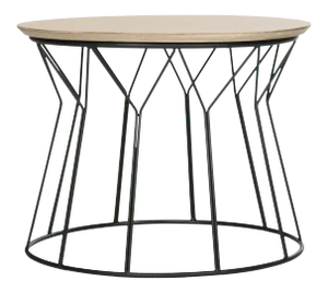 Retro Mid Wood End Table in Light Oak & Black