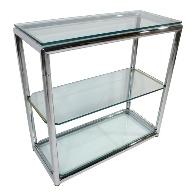 Mid 20th Century Italian Pace Styled Chrome and Plateglass Dry Bar For Sale
