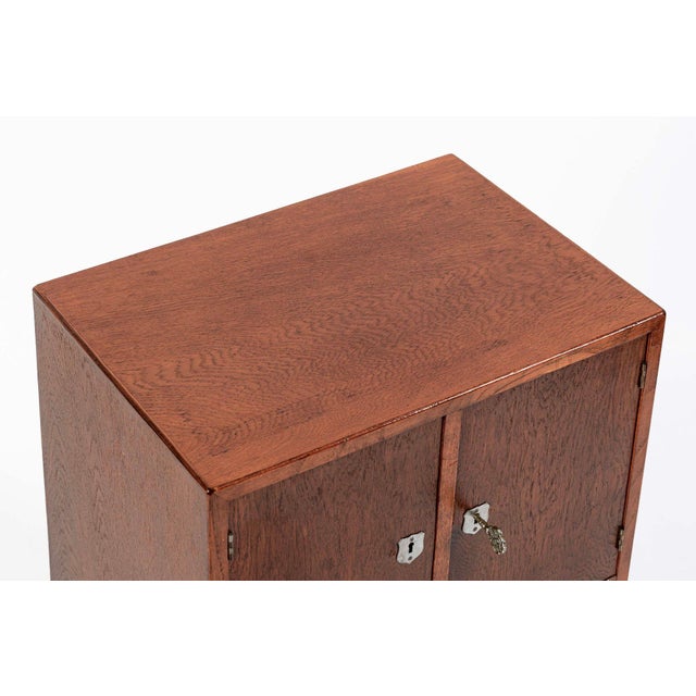 Brown Antique Art Deco Scandinavian Small Oak Wood Side Cabinet or Nightstand 1950s For Sale - Image 8 of 12