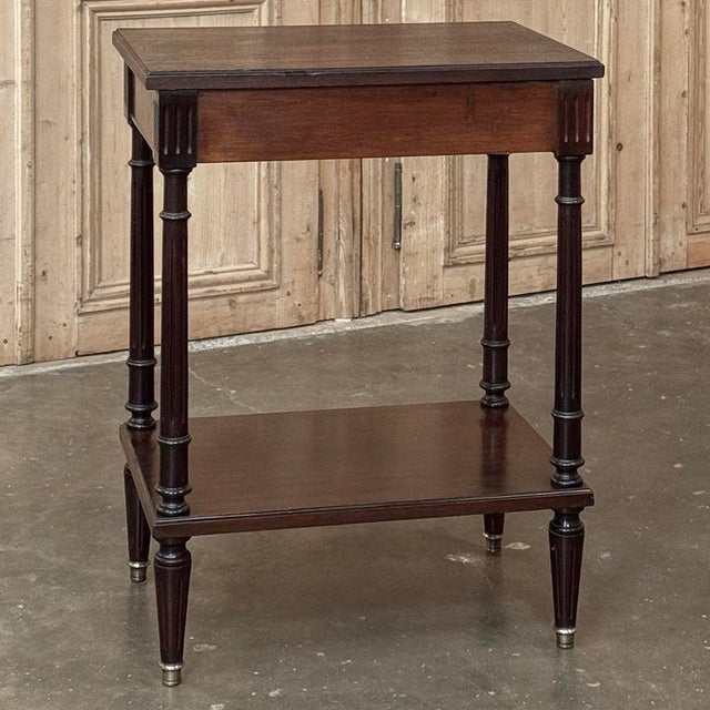 French Mid-Century Louis XVI Style Mahogany & Brass End Table For Sale - Image 18 of 18