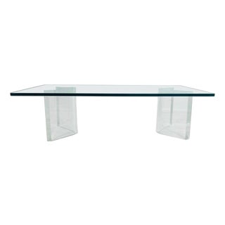 Sculptural Lucite Coffee Table With Thick Glass Top, 1980s Usa For Sale