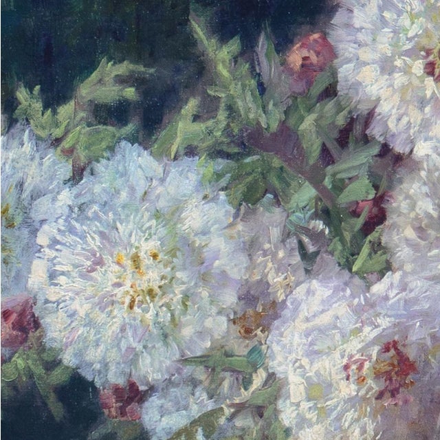 Paint 'Still Life of Dahlias' by Max Theodore Streckenbach, Circa 1900, German Floral Still Life For Sale - Image 7 of 14