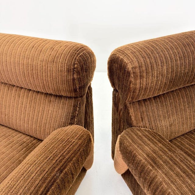 Mid-Century Brown Corduroy Lounge Chair on Casters, 1970s For Sale - Image 17 of 18