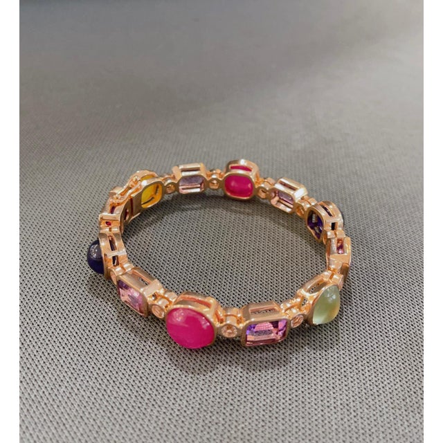 Bochic “Capri” Vintage Ruby, Amethyst & Sapphire Bangle - 18K Gold & silver For Sale - Image 9 of 18