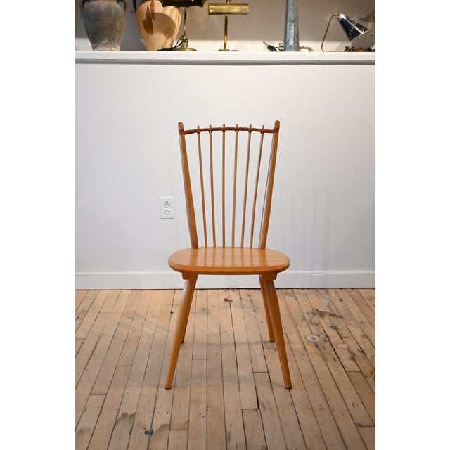 Rare and fabulous. A set of German dining chairs by Albert Haberer for Hermann Fleiner. Leather wrappings between the...