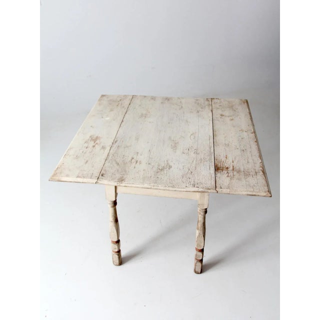 Cream Antique Drop Leaf Kitchen Table For Sale - Image 8 of 12