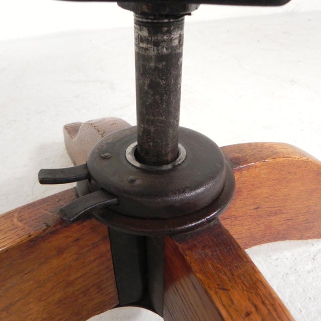 Height-Adjustable Oak Swivel Office Chair, 1930s For Sale - Image 18 of 18
