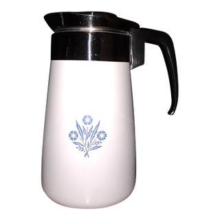 Mid 20th Century Mid Century Modern Corning Ware Cornflower 9 Cup Stovetop Percolator For Sale