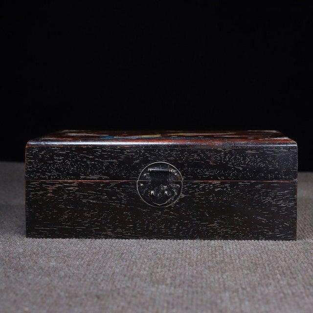 Zitan Wood Box Inlaid With Mother-of-Pearl Fish Motif For Sale - Image 4 of 9