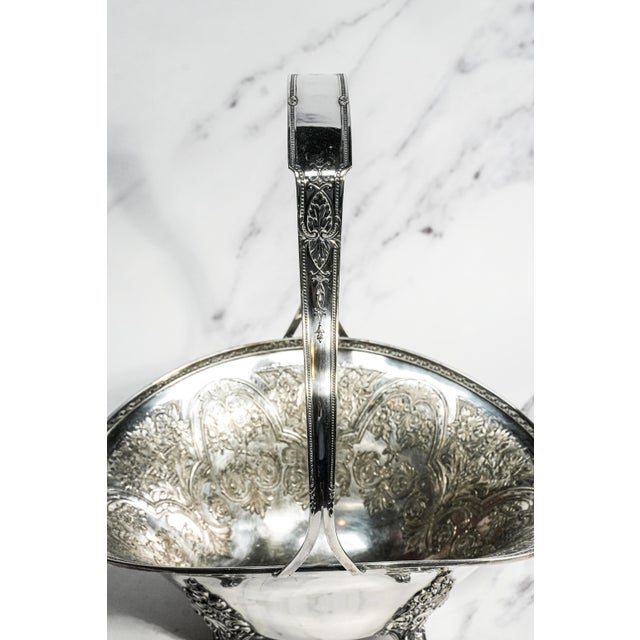 Lovely Antique Wilcox Silverplate Fruit Basket Ornate Footed Centerpiece With Handle Traditional Home Decor For Sale - Image 4 of 17