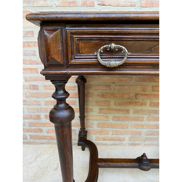 Louis XVI French Walnut Side Table with drawer, 1920s For Sale - Image 10 of 18
