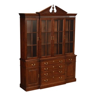 Stickley Traditional Style Cherry Breakfront China Cabinet For Sale