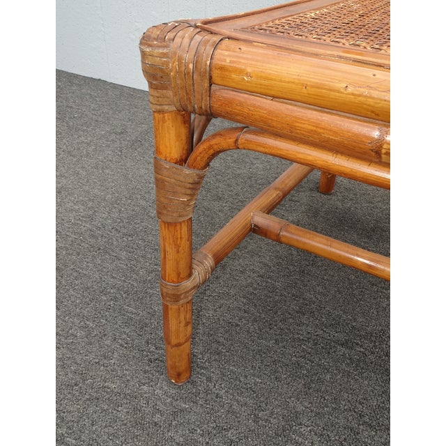 Pair Vintage Baker Furniture Side Chairs ~ Chinoiserie Bamboo Cane Brown Chairs For Sale - Image 13 of 15