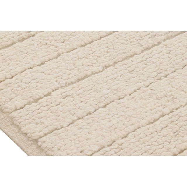 Rug & Kilim’s Textural Kilim Rug in Cream and White High-Low Stripes - 13x18 For Sale In New York - Image 6 of 7