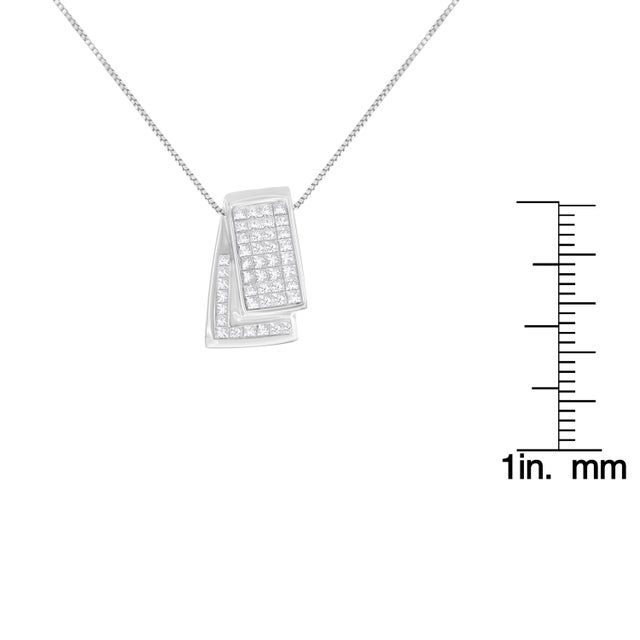 Early 21st Century 14KT White Gold Diamond Box Pendant Necklace (1 cttw, H-I Color, SI2-I1 Clarity) For Sale - Image 5 of 5