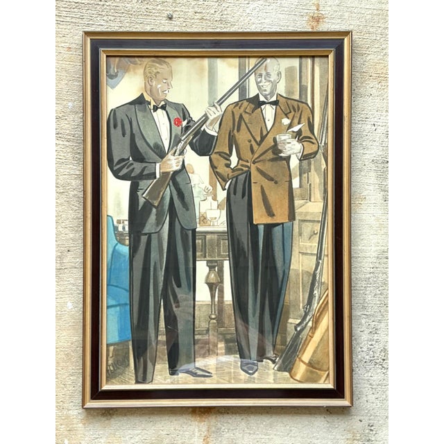 Vintage Framed Gentlemen's Club Illustration For Sale - Image 17 of 18