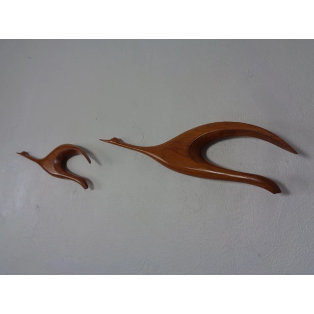 Mid-Century Modern Large Danish Herons in Teak, 1960s, Set of 2 For Sale - Image 3 of 13