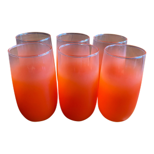 1950s Blendo 6 Orange Frosted 14oz Tumblers