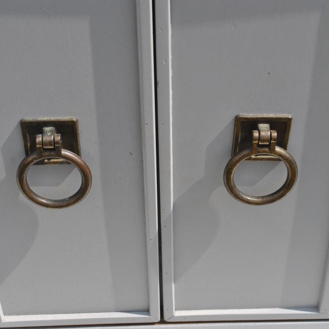 Late 20th Century Regency Style Grey Nightstands or Side Tables - A Pair For Sale - Image 5 of 7