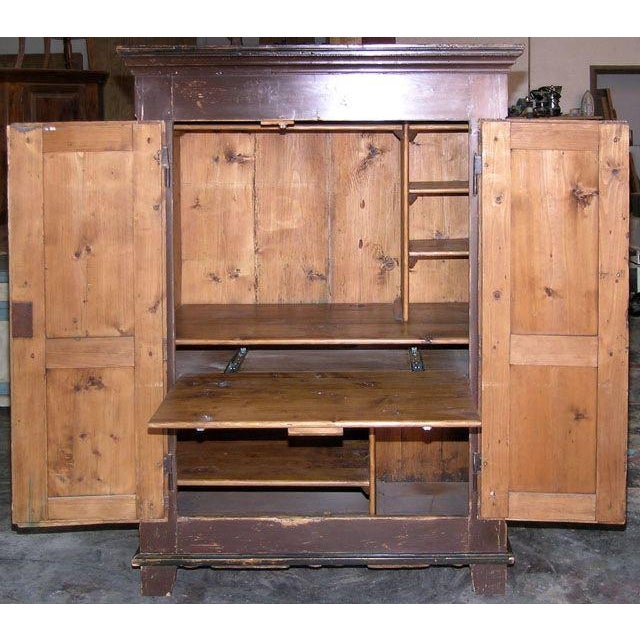 Brown Folk Art Painted Armoire, Circa 1850 For Sale - Image 8 of 10