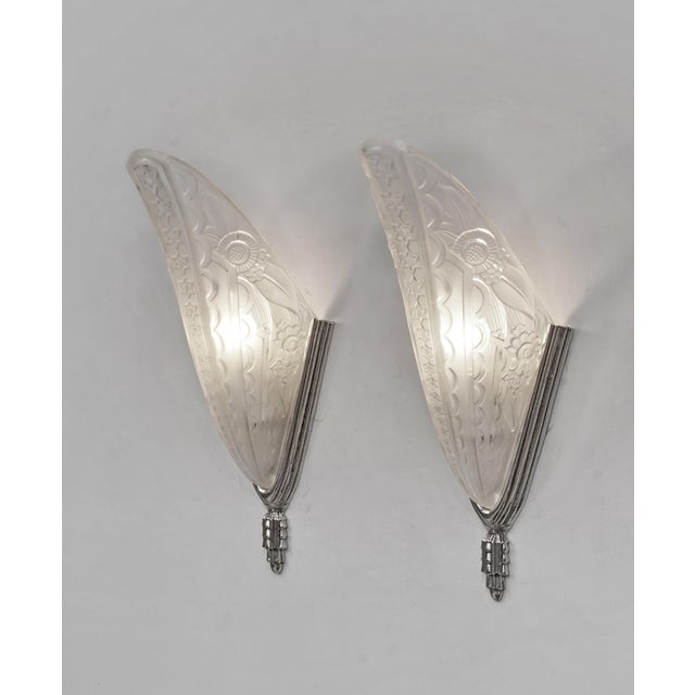 Art Deco A Pair of French Art Deco Wall Sconces by Les Etablissements Donna 1930 France - 2 Pairs Available For Sale - Image 3 of 10