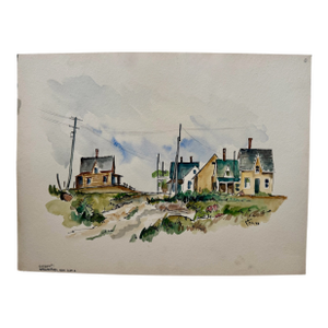 Henry Emil Salloch Original Watercolor on Paper Wedgeport, Ns, Canada. 1953