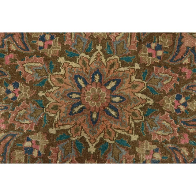 Pink Mashad Rug 6’5” X 9’6” Pink Wool Vintage Distressed Hand-Knotted Carpet For Sale - Image 8 of 14