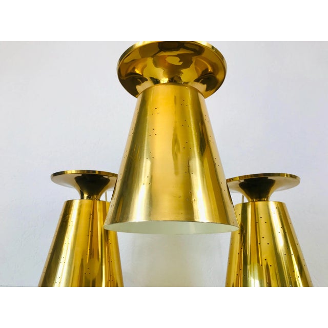 1950s Polished Brass Pendant Lamps Attributed to Paavo Tynell, 1950s, Set of 3 For Sale - Image 5 of 17