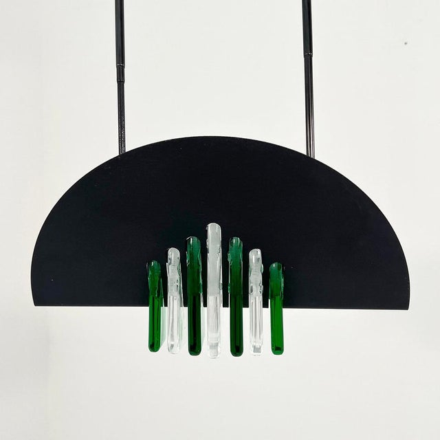 Green and White Murano Pendant Light from Mazzega, 1970s For Sale - Image 9 of 11