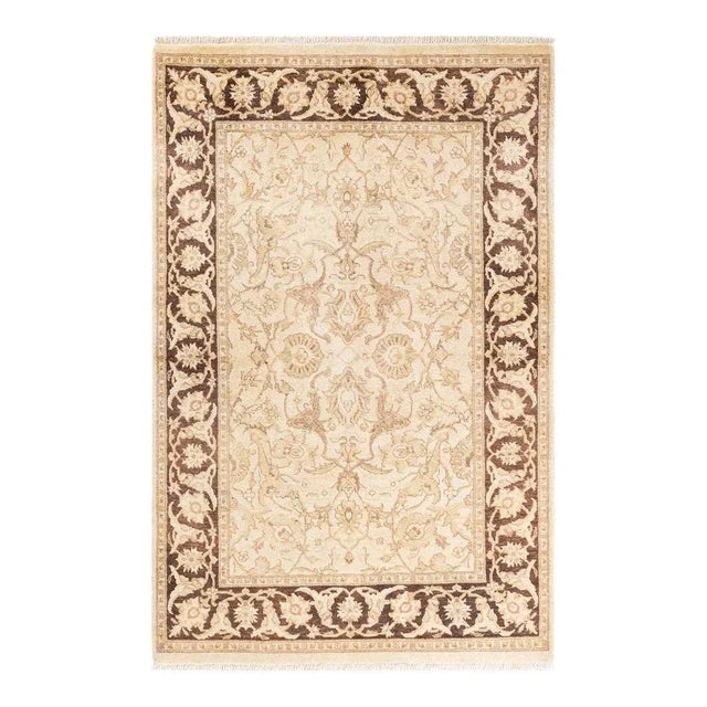 Ivory Eclectic, One-of-a-Kind Hand-Knotted Area Rug in Ivory, 4' 2" x 6' 2" For Sale - Image 8 of 8