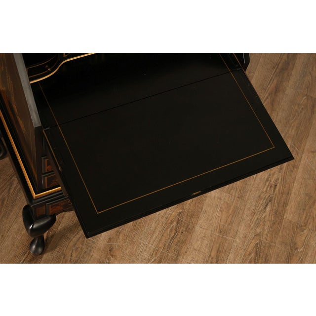 Queen Anne Style Chinoiserie Slant Front Writing Desk For Sale - Image 9 of 18