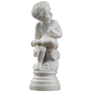 20th Century Marble Putto with Springs of Wheat Figure For Sale
