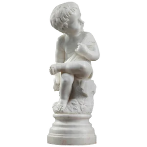 20th Century Marble Putto with Springs of Wheat Figure