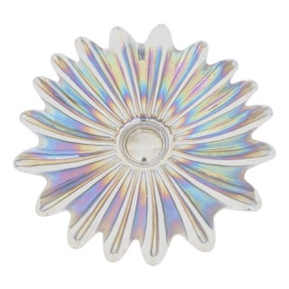 Vintage 11" Iridescent Blown Glass Tray Iridescent Federal Glass Celestial Starburst For Sale