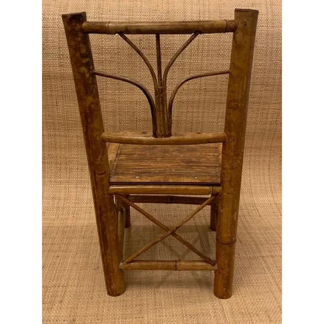 Rattan Tortoise Burnt Bamboo Chair/Plant Stand For Sale - Image 9 of 10