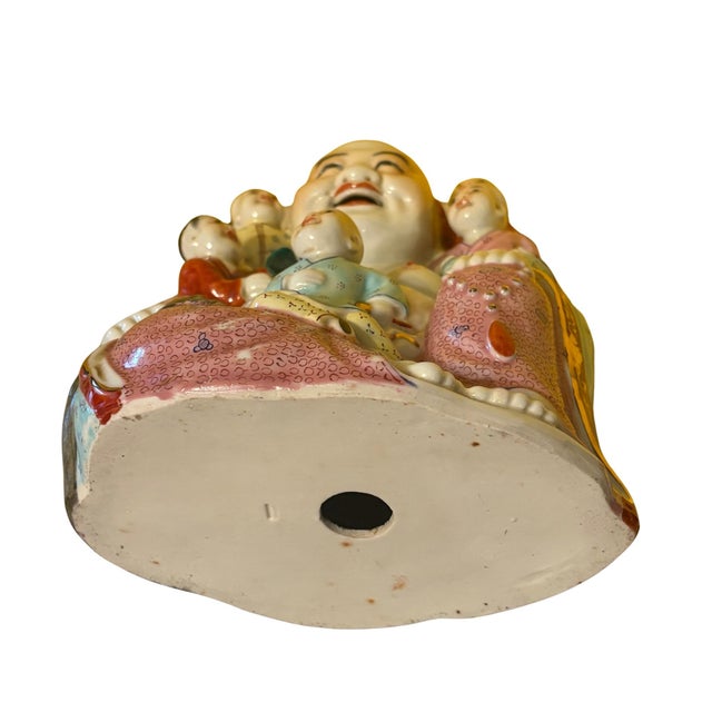 Vintage Chinese Famille Rose "Five Children" Laughing Buddha For Sale - Image 12 of 12