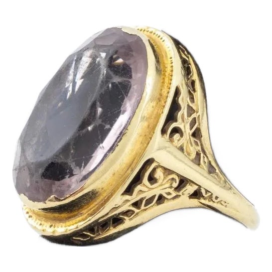 14k Yellow Gold & Amethyst Ring For Sale