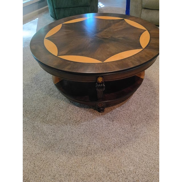 Wood French Inspired Round Coffee Table For Sale - Image 7 of 10