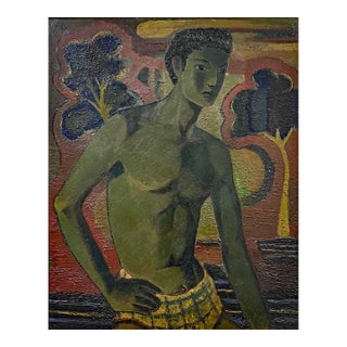 Mid-Century Belgian Portrait of a Young Man by Paul Cocagne C. 1945 For Sale