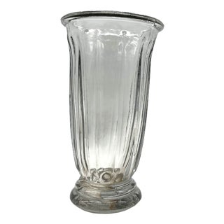 Vintage Art Deco Pressed Glass Vase by Pierre Davesn, 1930s For Sale